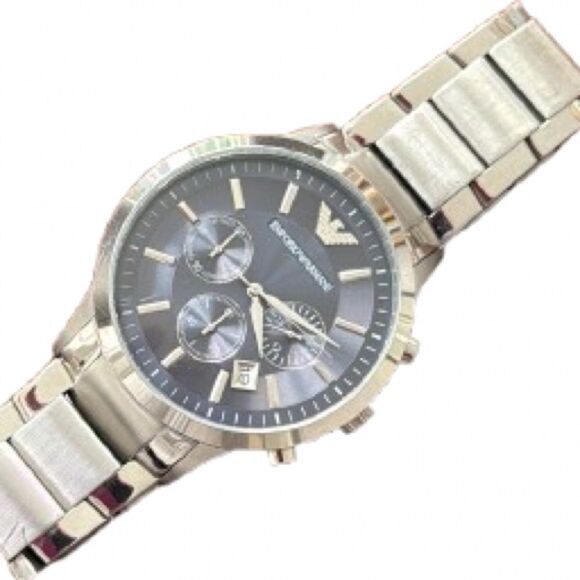 Emporio Armani AR2434 Chronograph Watch Dark Graphite Sunray Dial Steel 43mm - Picture 12 of 12